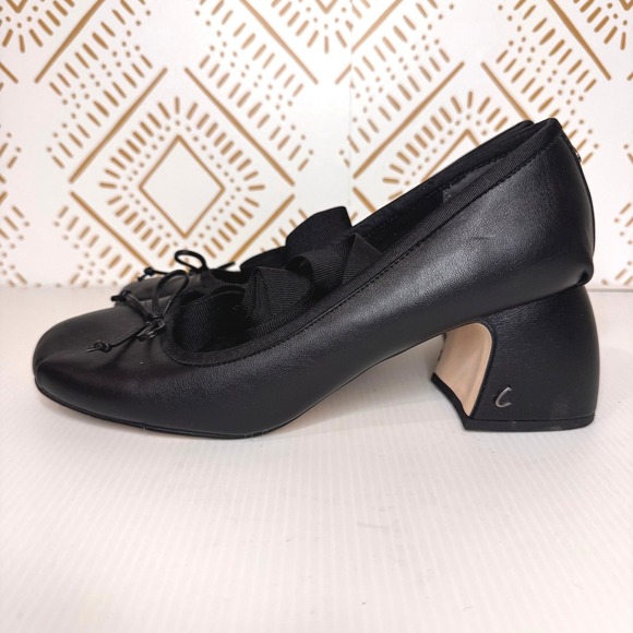 Circus NY Della Wrap Up Block Heel Ballet Sz 9 Black Ribbon Tie Square Toe Goth - Picture 3 of 15